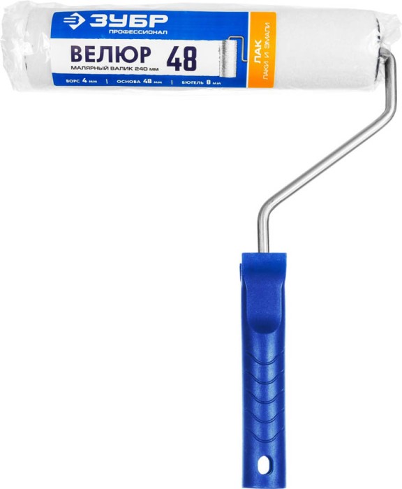 ЗУБР 240 мм, d=48 мм, ворс 4 мм, ручка d=8 мм, валик малярный 03514-24
