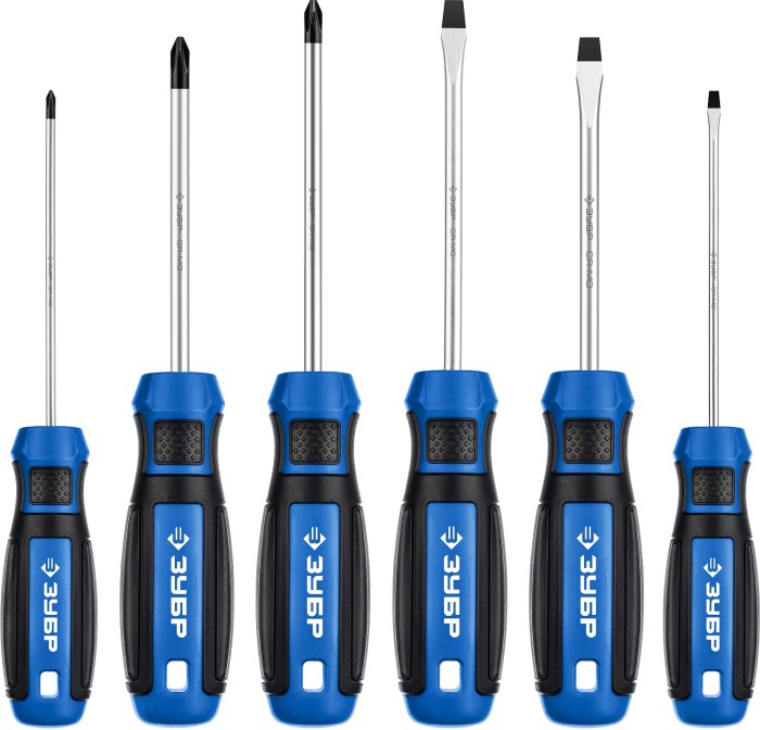 ЗУБР 6 шт, отвертки профессиональные с магнитным наконечником 25239 Профессионал