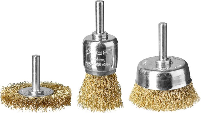 ЗУБР 3 шт, латунированная проволока, набор щеток для дрели 3530-H3_z02