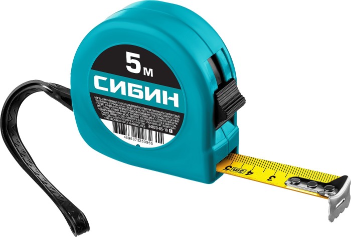 СИБИН 5 м х 19 мм, пластиковый корпус, рулетка 34020-05-19_z01