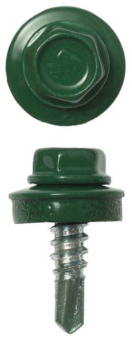 ЗУБР 19 х 5.5 мм, 2500 шт., RAL 6002 зеленый лист, СКМ саморезы кровельные для металлических конструкций 4-300310-55-019-6002 Профессионал