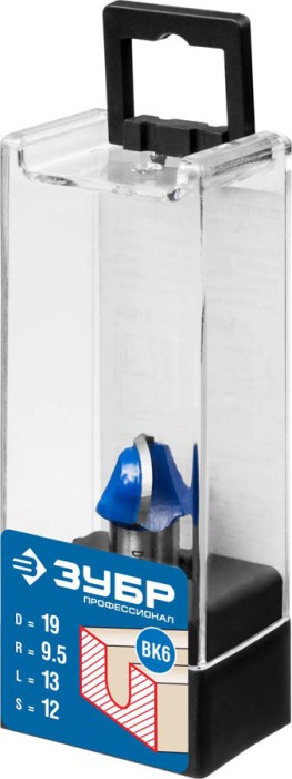 ЗУБР 19 x 13 мм, радиус 9.5 мм, фреза пазовая галтельная 28751-19-13 Профессионал