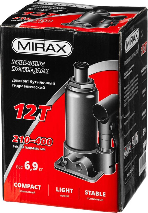 MIRAX 12 т, 210-400 мм, домкрат бутылочный гидравлический 43260-12