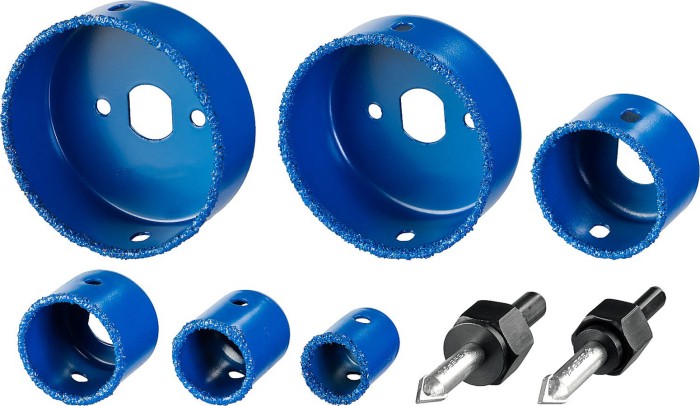 ЗУБР 6 шт.: d 22, 28, 35, 44, 68, 73 мм, L - 25 мм, карбид-вольфрамовая крошка, набор коронок-чашек 33360-H6_z01