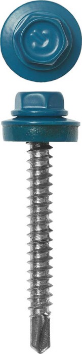 ЗУБР 35 х 4.8 мм, 380 шт., RAL 5009 небесно-голубой, СКД саморезы кровельные для деревянной обрешетки 4-300315-48-035-5009 Профессионал