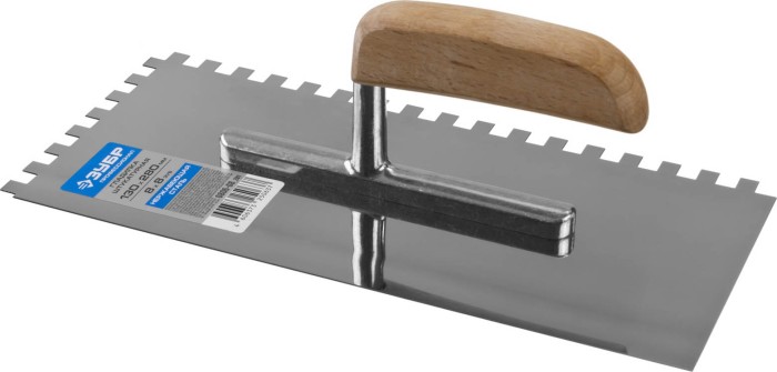 ЗУБР 130x280 мм, 8х8 мм, нержавеющая, деревянная рукоятка, гладилка штукатурная 0806-08_z01 Профессионал