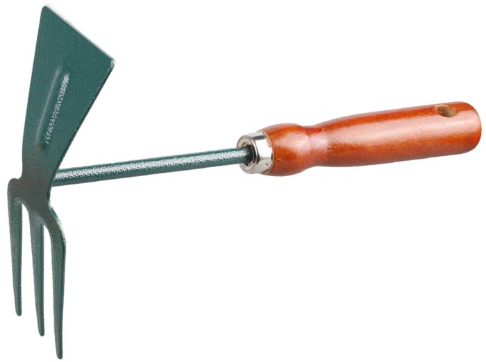 GRINDA 250 мм, 3 зубца, углеродистая сталь, деревянная ручка, прямое лезвие, мотыжка садовая 8-421235_z01