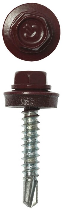 ЗУБР 29 х 4.8 мм, 2500 шт., RAL 3005 темно-красный, СКД саморезы кровельные для деревянной обрешетки 4-300310-48-029-3005 Профессионал