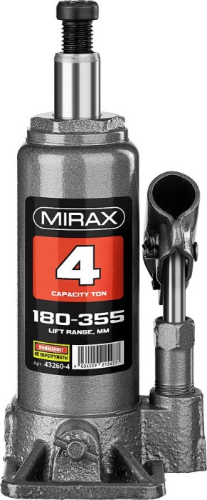MIRAX 4 т, 180-355 мм, домкрат бутылочный гидравлический 43260-4