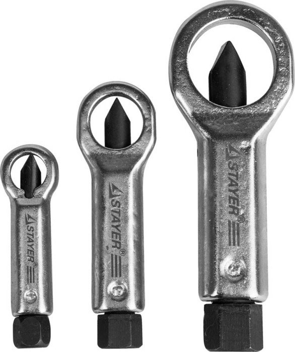 STAYER 3 шт, набор съемников стальных для прикипевших гаек 43213-H3