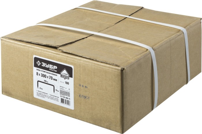 ЗУБР 300 х 70 х 8 мм, 100 шт., скоба строительная кованая 311165-300-70