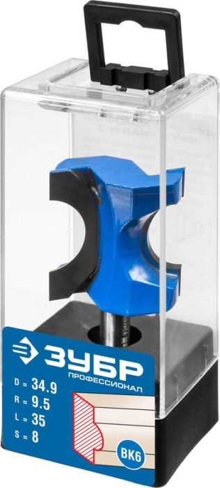 ЗУБР 34.9 x 35 мм, радиус 9.5 мм, фреза полустержневая 28723-34.9 Профессионал