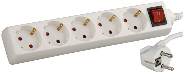 СВЕТОЗАР 5 м, 5 гнезд, заземление и выключатель, удлинитель электрический бытовой SV-55055-5