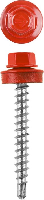 ЗУБР 35 х 4.8 мм, 380 шт., RAL 3003 рубиново-красный, СКД саморезы кровельные для деревянной обрешетки 4-300315-48-035-3003 Профессионал