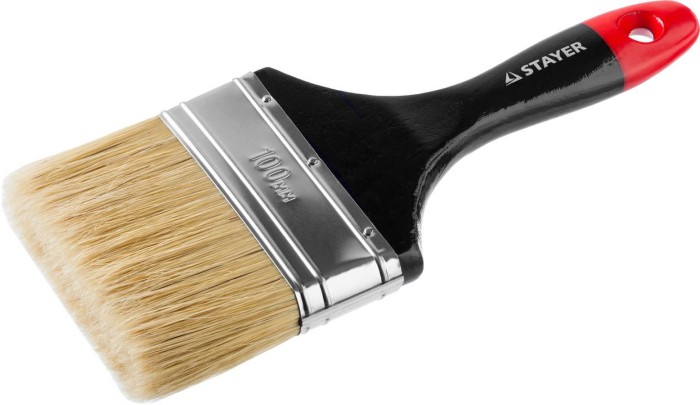 STAYER 100 мм, 4&quot;, щетина натуральная светлая, кисть плоская UNIVERSAL-PROFI 0104-100
