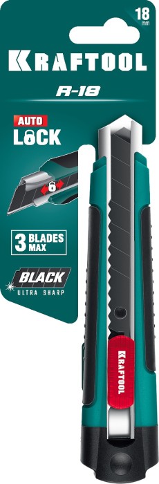 KRAFTOOL 18 мм, сегментированное лезвие, автостоп, нож универсальный 09199 Industrie