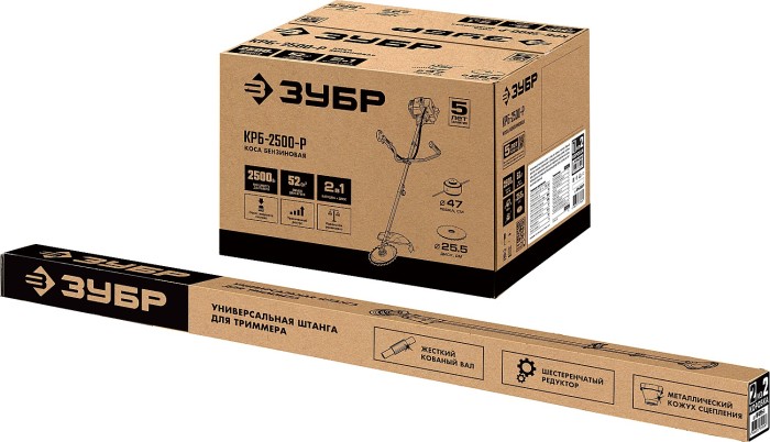 ЗУБР 2.5 кВт / 3.3 л.с., 52 см3, триммер бензиновый (бензокоса) КРБ-2500 Мастер