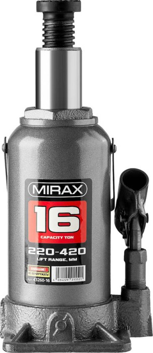 MIRAX 16 т, 220-420 мм, домкрат бутылочный гидравлический 43260-16