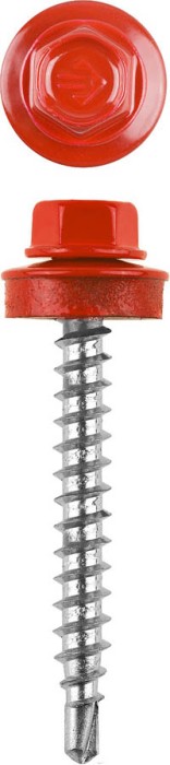 ЗУБР 38 х 4.8 мм, 300 шт., RAL 3003 рубиново-красный, СКД саморезы кровельные для деревянной обрешетки 4-300315-48-038-3003 Профессионал