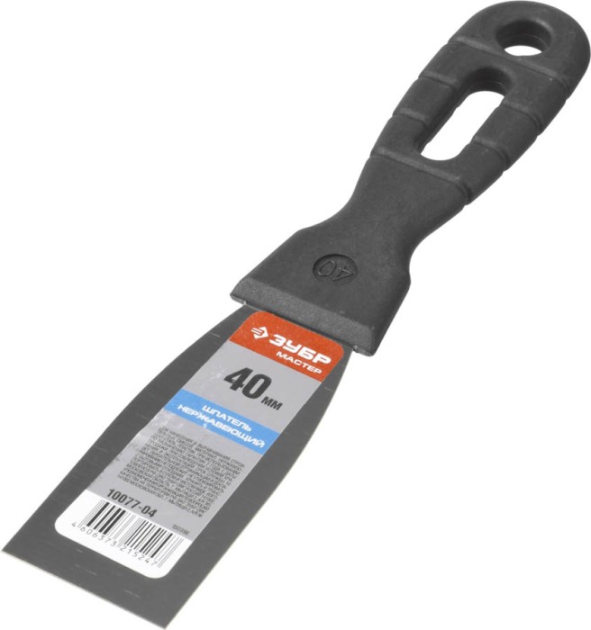 ЗУБР 40 мм, нержавеющая полотно, пластмассовая рукоятка, шпатель 10077-04