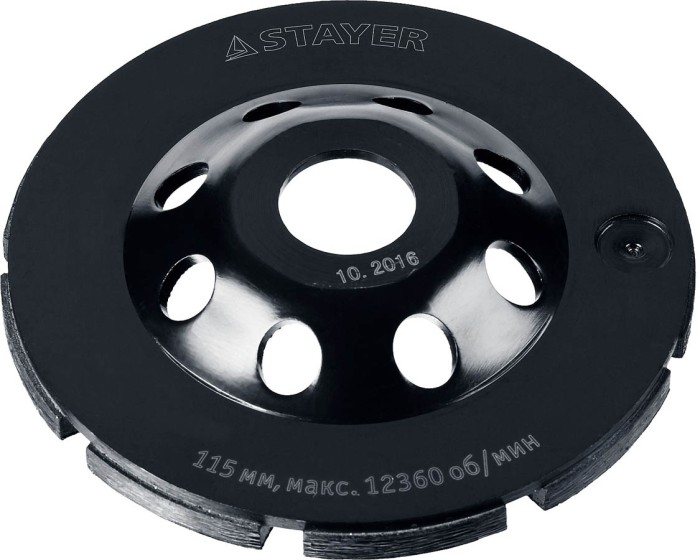 STAYER  115 мм, L- 22.2 мм, алмазная, сегментная, двухрядная, чашка 33381-115