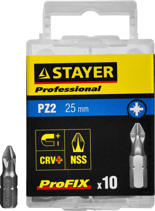 STAYER PZ2, 25 мм, 10 шт., биты ProFix Pozidriv 26221-2-25-10_z01