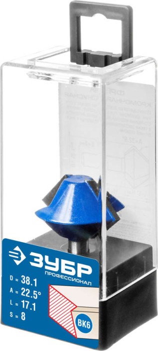 ЗУБР 38.1 x 17.1 мм, угол 22.5°, фреза кромочная конусная 28725-38.1-22 Профессионал