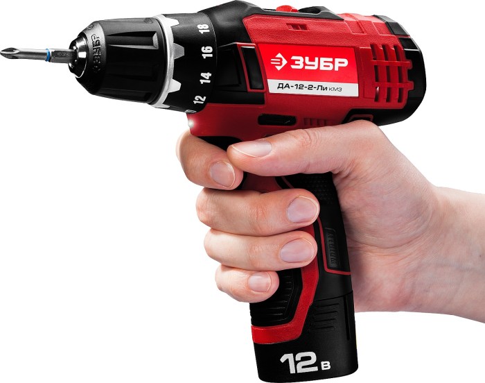 ЗУБР Li-Ion, 12 В, дрель-шуруповерт "СУПЕРКОМПАКТ М3", ДА-12-2-Ли КМ3 Мастер