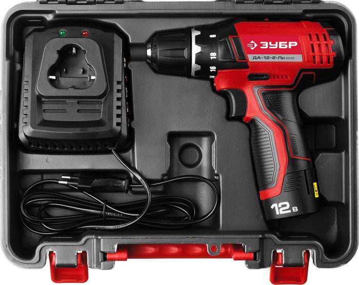 ЗУБР Li-Ion, 12 В, дрель-шуруповерт "СУПЕРКОМПАКТ М3", ДА-12-2-Ли КМ3 Мастер