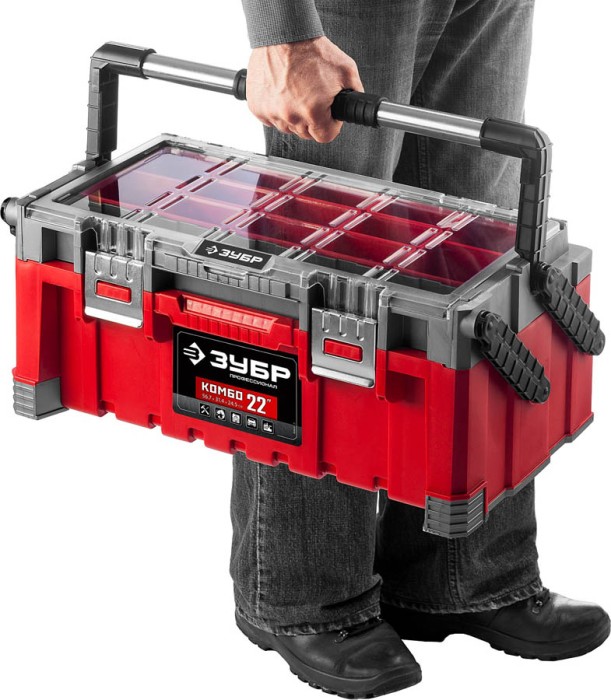 ЗУБР 565 х 240 х 310 мм (22"), пластиковый, ящик-органайзер для инструмента "КОМБО-22" 38138-22_z01