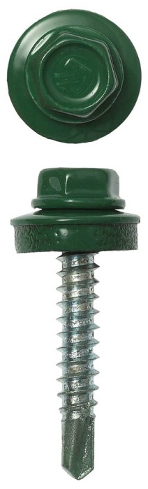 ЗУБР 29 х 4.8 мм, 400 шт., RAL 6002 зеленый лист, СКД саморезы кровельные для деревянной обрешетки 4-300315-48-029-6002 Профессионал