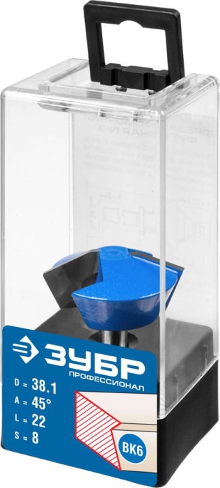 ЗУБР 38.1 x 22 мм, угол 45°, фреза кромочная конусная 28725-38.1-45 Профессионал