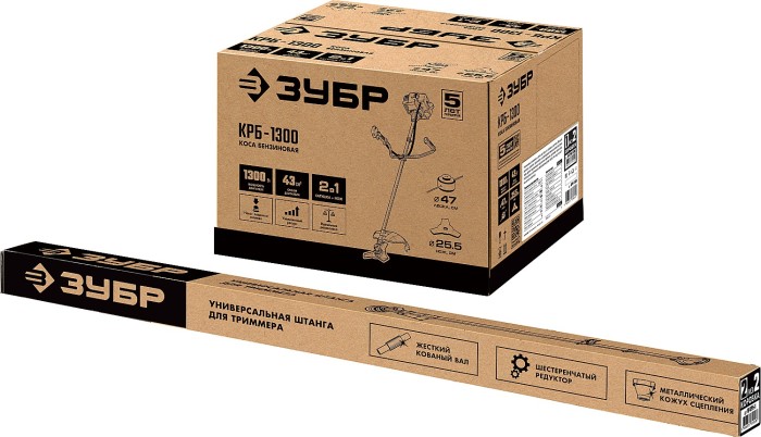 ЗУБР 1.3 кВт / 1.7 л.с., 43 см3, триммер бензиновый (бензокоса) КРБ-1300 Мастер