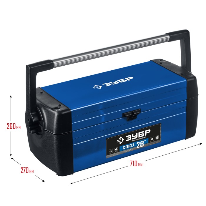 ЗУБР 710 х 270 х 260 мм (28"), металлический, ящик для инструмента "СОЮЗ-28" 38151-28_z01