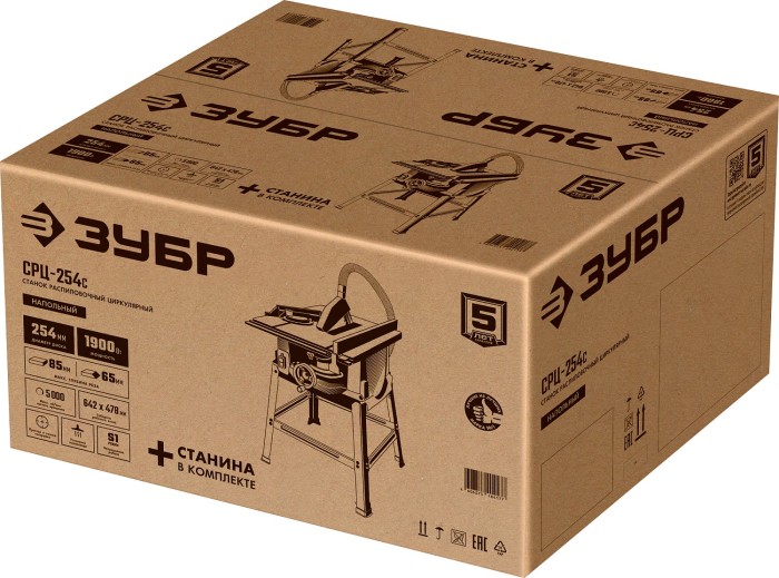 ЗУБР 1900 Вт, напольный, со станиной, распиловочный станок СРЦ-254с Мастер