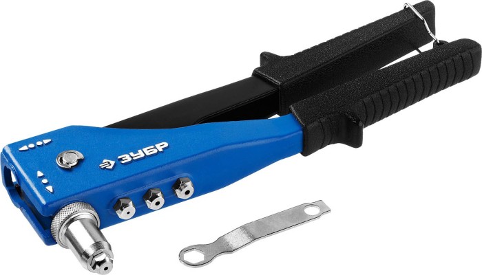 ЗУБР заклепки 2,4-4,8 мм - алюминий и сталь, 2,4-4,0 - нерж. сталь, литой корпус, 90-180°, заклепочник 31194