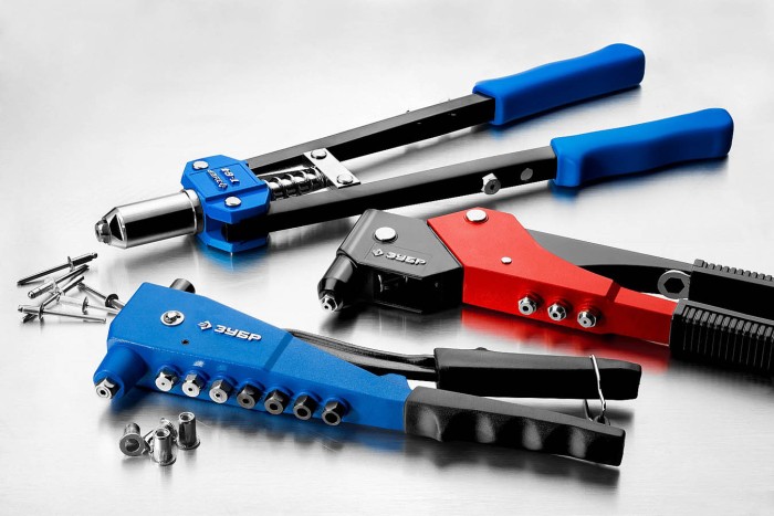 ЗУБР заклепки 2,4-4,8 мм - алюминий и сталь, 2,4-4,0 - нерж. сталь, литой корпус, 90-180°, заклепочник 31194