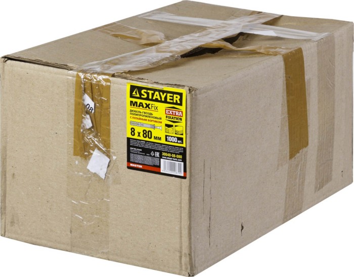 STAYER 80 x 8 мм, 1000 шт., дюбель-гвоздь полипропиленовый с потайным бортиком 30640-08-080