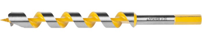 STAYER d=20 х 235 мм, HEX хвостовик, сверло по дереву, спираль Левиса &quot;Spiral&quot; 29475-235-20