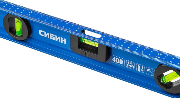 СИБИН Рельс 400 мм двутавровый уровень, 3 глазка, линейка, 34607-040