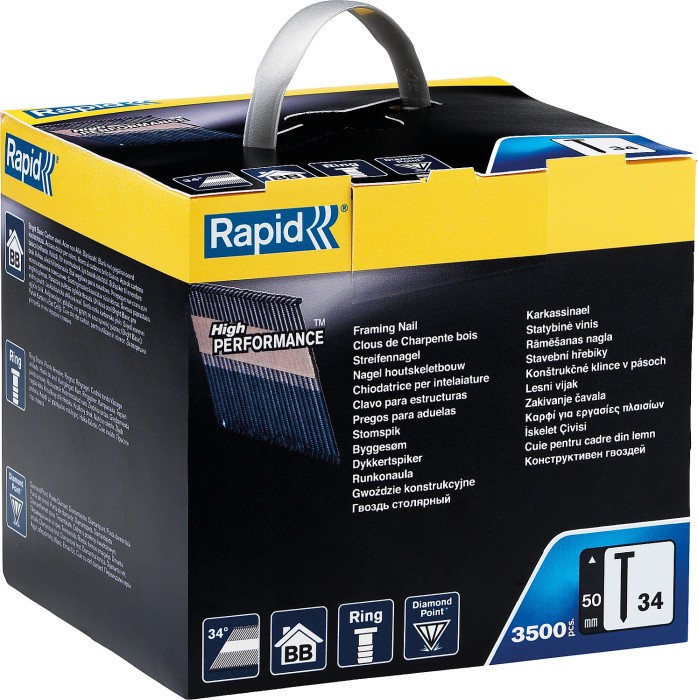 RAPID 3500 шт., 50 мм, тип 34, закаленные, гвозди супертвердые 5000798