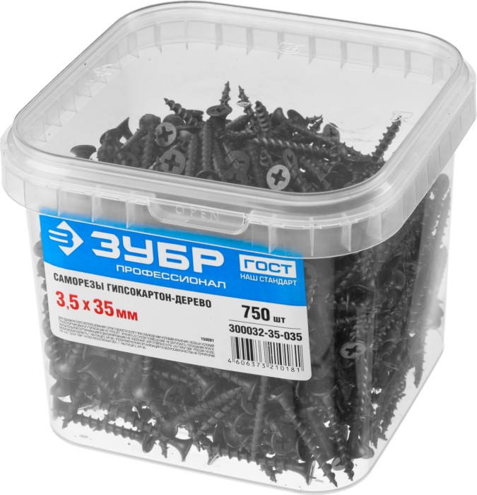 ЗУБР 35 х 3.5 мм, 750 шт., СГД саморезы гипсокартон-дерево 300032-35-035 Профессионал