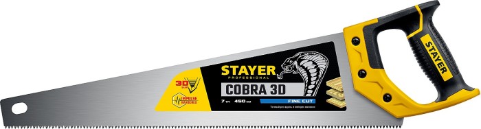 STAYER 7 TPI, 450 мм, ножовка универсальная (пила) COBRA 3D 1512-45_z01 Professional