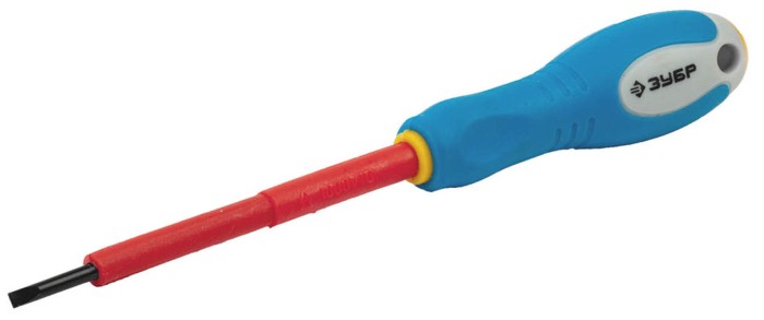 ЗУБР SL2.5х75 мм, отвертка диэлектрическая Электрик 25261-2.5-075 Профессионал