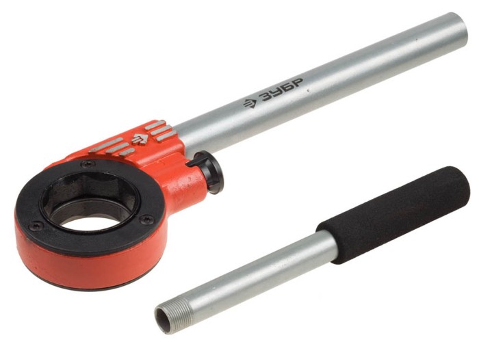 ЗУБР 1/4&quot;-1 1/4&quot;, ручка 620 мм, двухкомпонентная ручка, трещотка для клуппов 28275-1/4-5/4