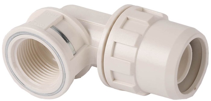 ЗУБР ШиреФит 26 мм - 3/4&quot;, муфта соединительная угловая 90° &quot;штуцер с гайкой - внутренняя резьба&quot; 51466-26-3/4