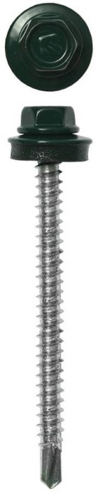 ЗУБР 50 х 4.8 мм, 1200 шт., RAL 6005 зеленый насыщенный, СКД саморезы кровельные для деревянной обрешетки 4-300310-48-050-6005 Профессионал