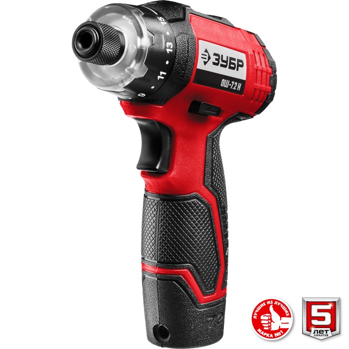 ЗУБР 7.2 В, в кейсе с 10 битами, отвертка-шуруповерт аккумуляторная ОШ-7.2 Н Мастер