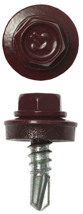 ЗУБР 19 х 5.5 мм, 2500 шт., RAL 3005 темно-красный, СКМ саморезы кровельные для металлических конструкций 4-300310-55-019-3005 Профессионал