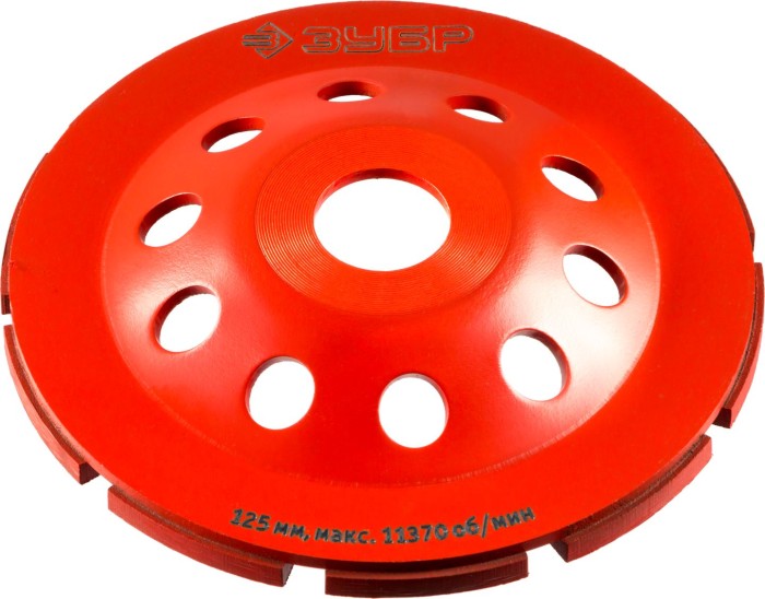 ЗУБР  125 мм, L- 22.2 мм, алмазная, сегментная, однорядная, чашка шлифовальная по бетону 33377-125